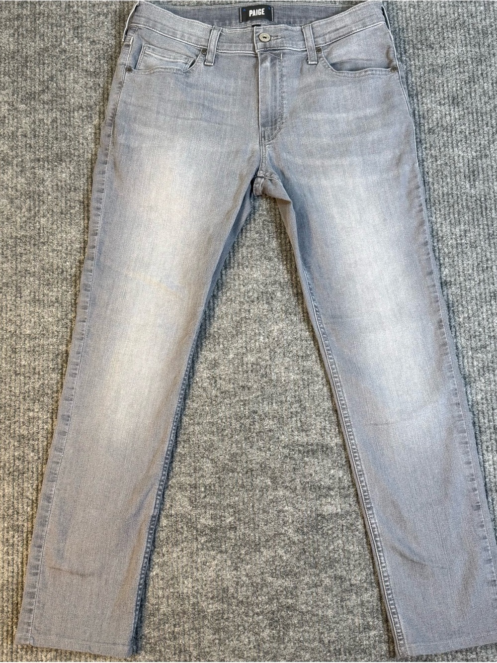 Paige Jeans Men's 31 X 29 Lennox Slim Straight Light Gray Denim Stretch